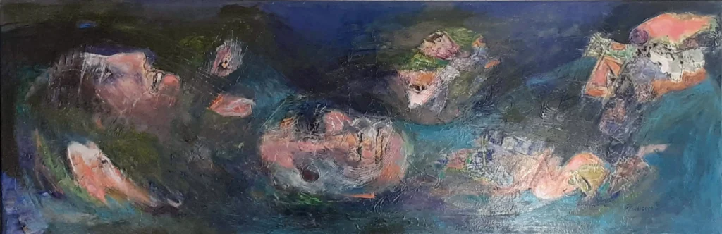 Huile sur toile | Lame de fond | 40×120