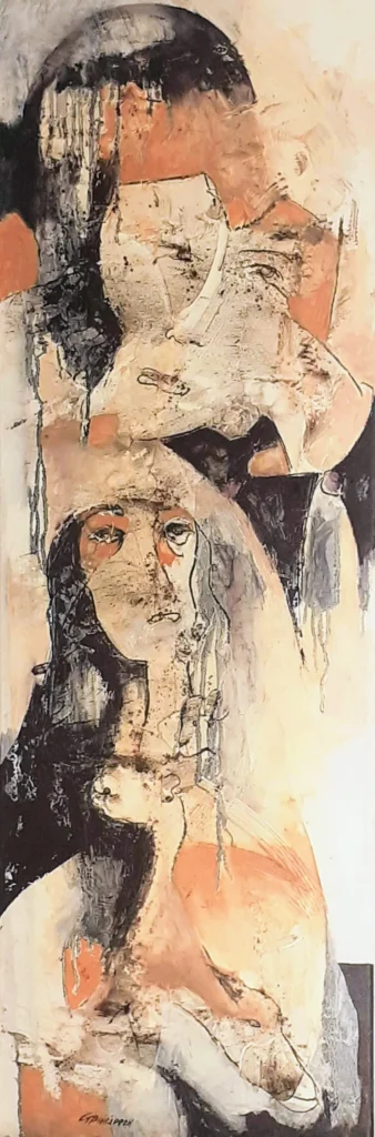 Huile sur toile | La mante solaire | 120×40