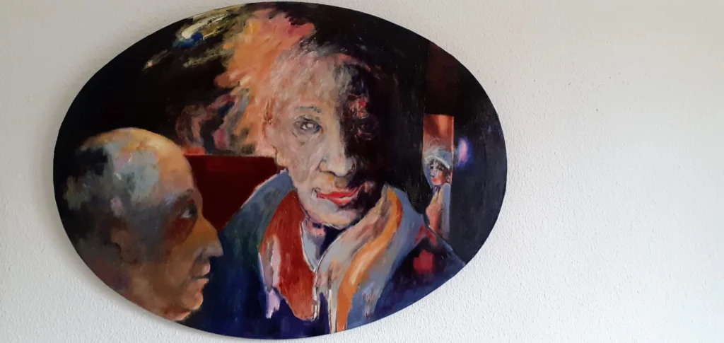 Huile sur toile | Les géniteurs B – Série Famille | 40×60 (ovale)