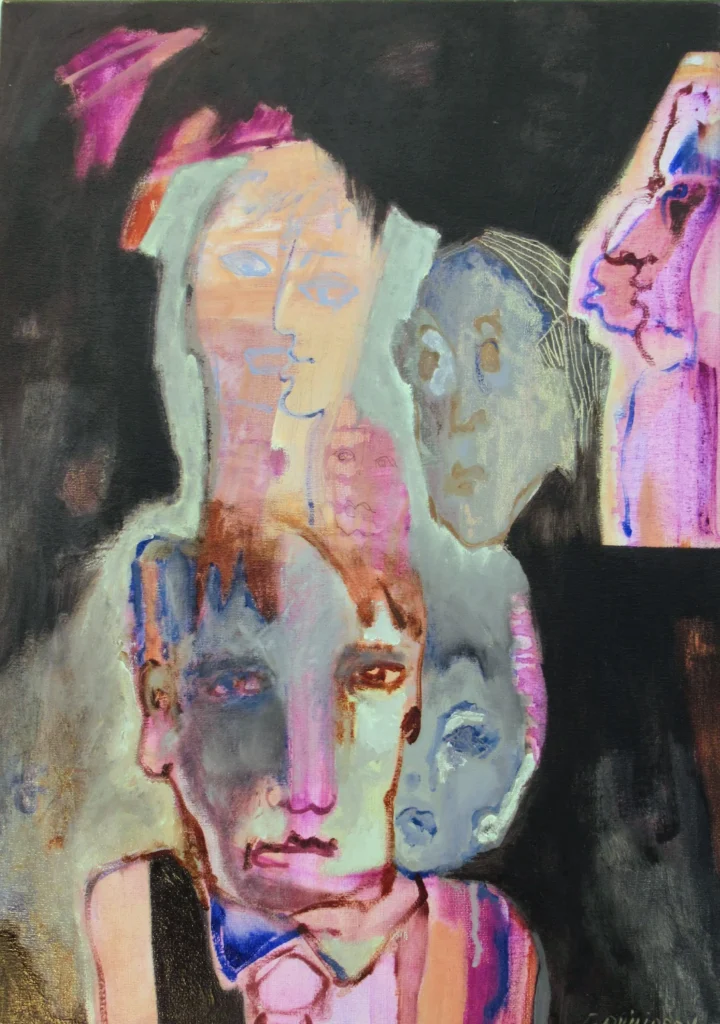 Huile sur toile | Les dix petits zèbres | 60×40